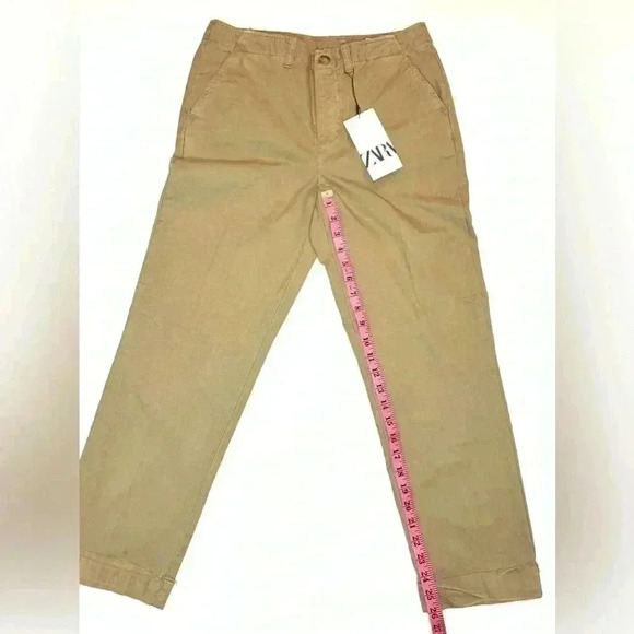 Zara Womens Low Rise Khaki Chino Pants Size - 2 - Picture 4 of 8